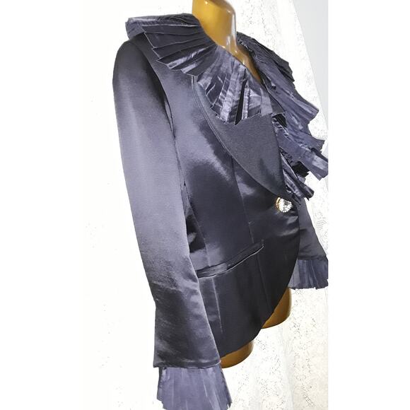 Christian Dior Vtg Satin Evening Jacket With Large Pleated Collar - Picture 5 of 11